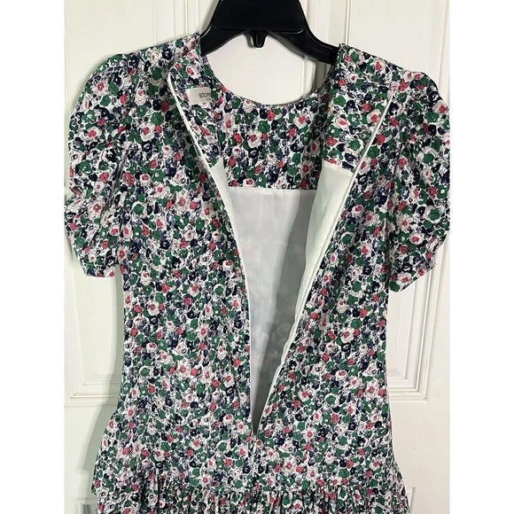 Storets Floral Puff Pleated Sleeve Tulip Hem Mini Ruffle Dress Size S/M Women’s - Picture 6 of 7